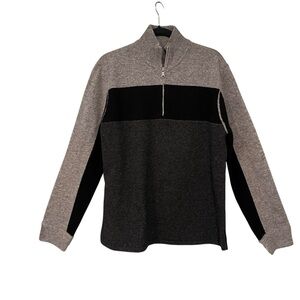 Express Pullover Quarter Zip Mock Turtleneck Color Block Lambs Wool Sweater